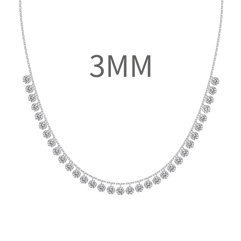 S925 Silver Single Diamond Drilled Water Drop Shape Zircon Multi-size Pendant Necklace Light Luxury High-end Feel Layered Wear