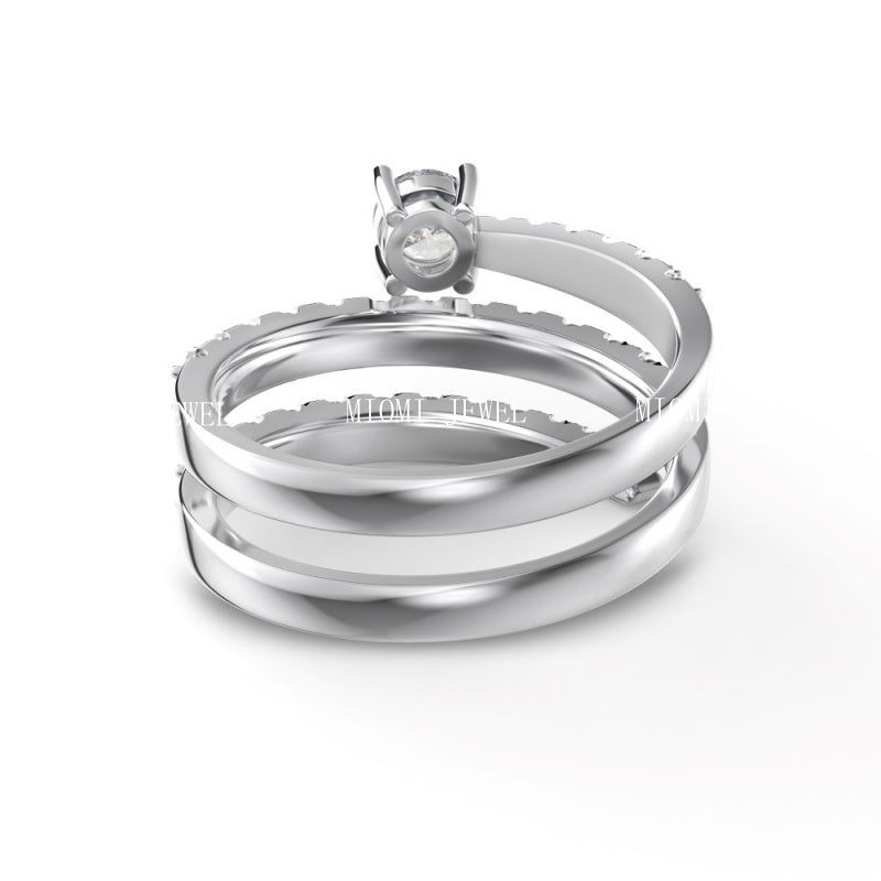 Cross-Border S925 Sterling Silver Ring Inlaid with Zircon Snake-Shaped Multi-Layer Spiral Wrapped Design Ring Wholesale