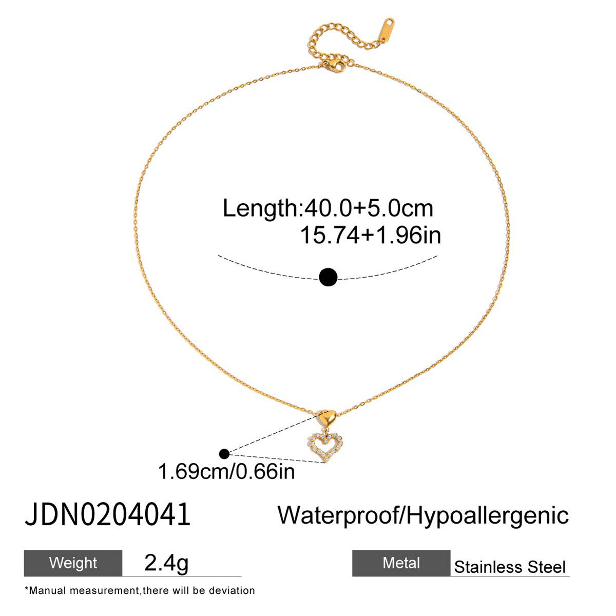 Stainless Steel Heart Necklace Light Luxury High-End Clavicle Chain Titanium Steel Jewelry Non-Fading Hot Item