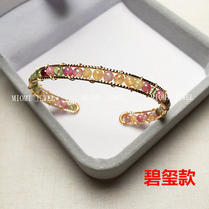 Crystal Bracelet Garnet Tourmaline Labradorite Strawberry Crystal and Other Styles 14K Gold Plated Color Retention