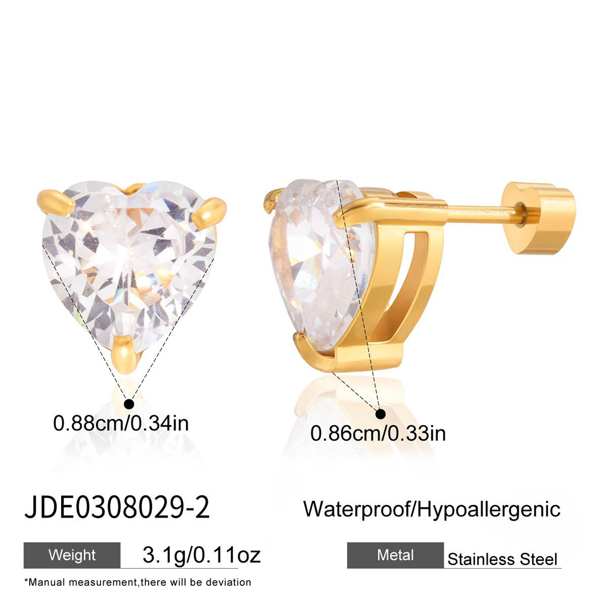Titanium Steel Zircon Earrings Niche Simple Earrings Non-Fading 18k Gold Stainless Steel Jewelry High-End Feel
