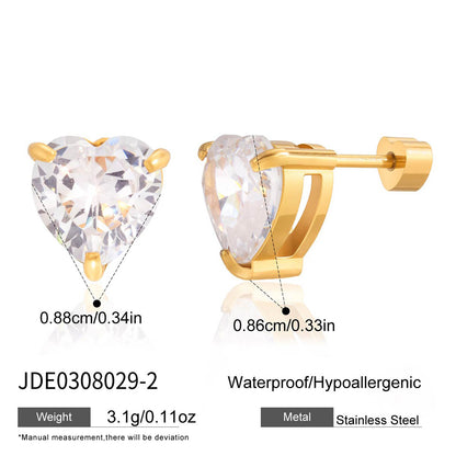 Titanium Steel Zircon Earrings Niche Simple Earrings Non-Fading 18k Gold Stainless Steel Jewelry High-End Feel