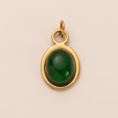 DIY Stainless Steel Coin Heart-Shaped Irregular Inlaid Zircon Agate Natural Stone Pendant Necklace Furnace Vacuum Electroplating