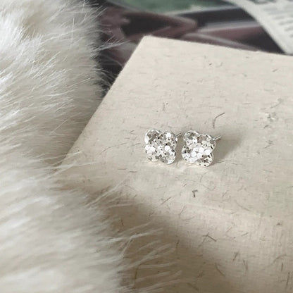 Sterling Silver s925Shining Dragon Scale Crushed Ice CNC Craft Lucky Four-Leaf Clover Earrings for Women New Hot-Selling High-End Earrings