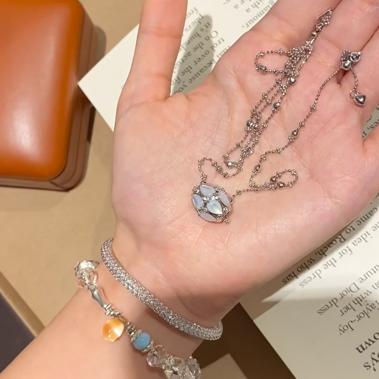 Pure Silver S925 Natural White Shell Pink Shell Lulutong Necklace Light Luxury High-end Feel Elegant Versatile Jewelry Simple Niche