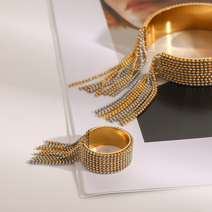 Stainless Steel Tassel Bracelet Ring High-End Niche Titanium Steel Open Bracelet Jewelry