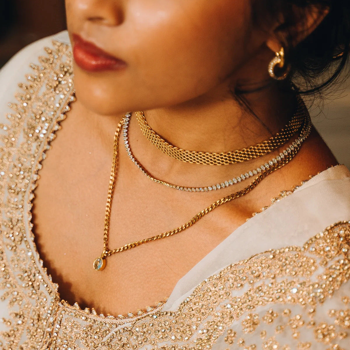 Plain Circle Titanium Steel Necklace for Women, Light Luxury High-End Bracelet, Non-Fading Jewelry, Stainless Steel Accessories