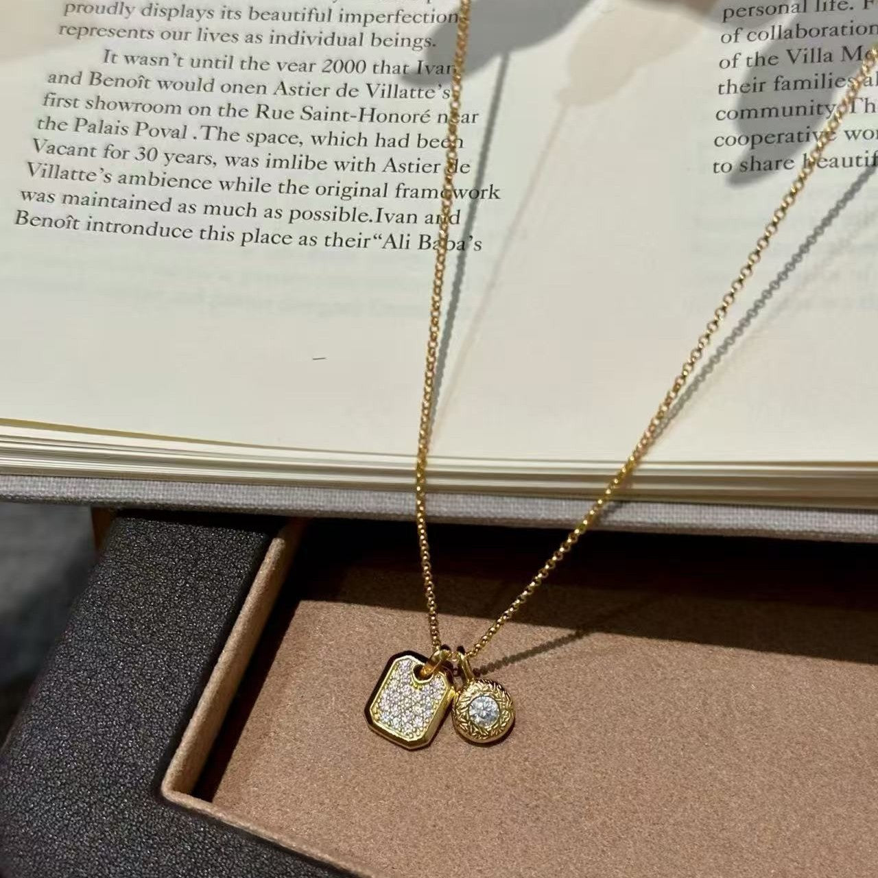 Pure Silver S925 Tianfangdiyuan Wushi Pendant Full Diamond Necklace Fashion Versatile Commuting Simple Personality Light Luxury Collarbone Chain