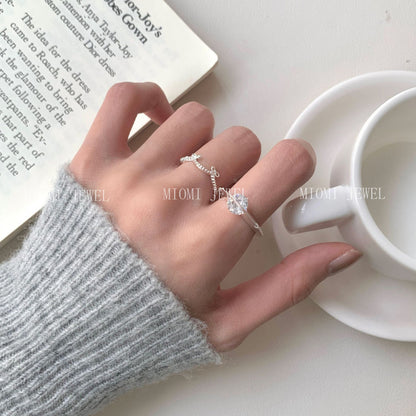 S925 Sterling Silver Starburst Zircon Rotatable Ring for Women, Niche Design with High-end Feel, Korean Style Ring