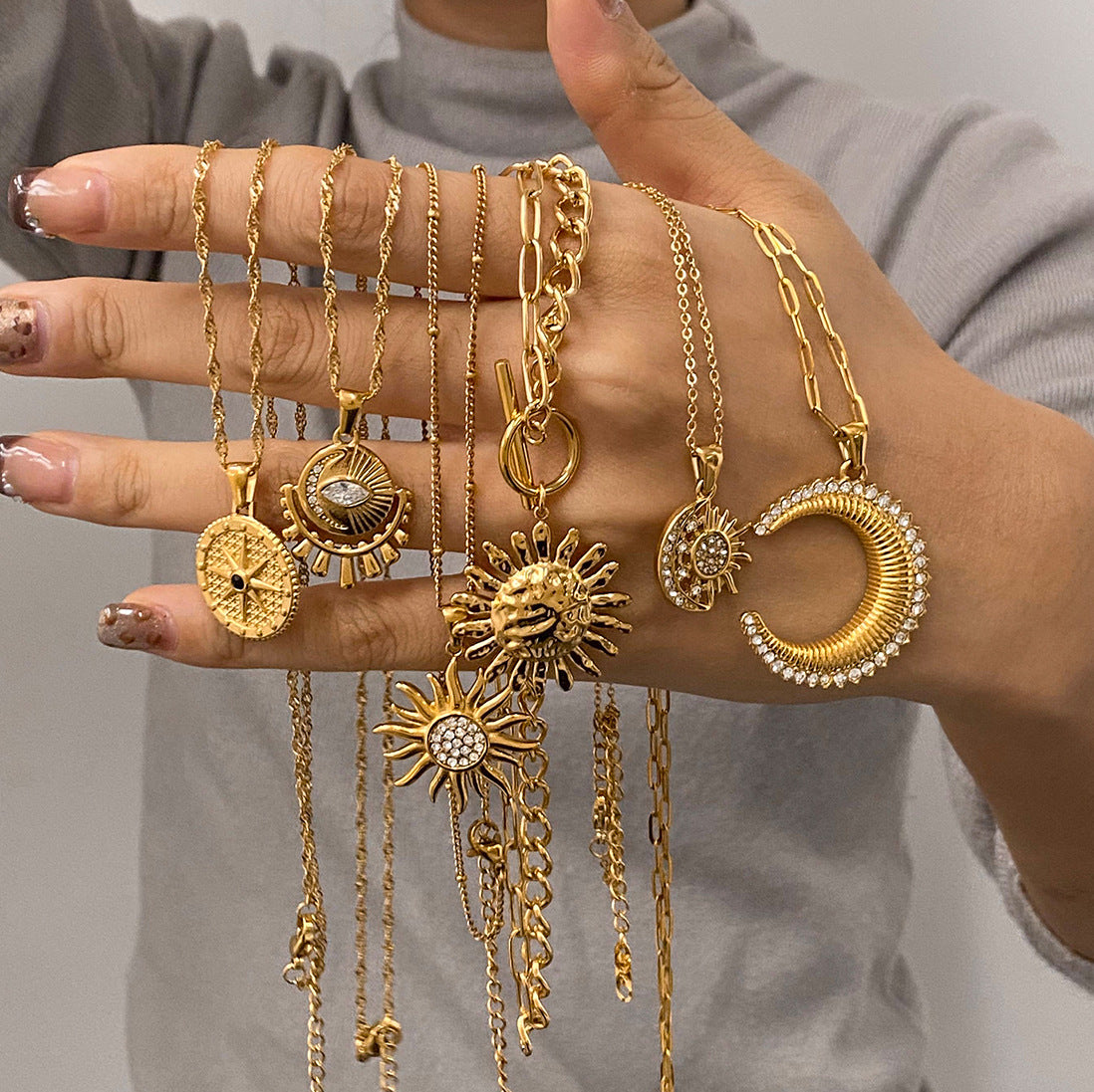 Stainless Steel Eight-Pointed Star Necklace High-End Ins Collarbone Chain Titanium Steel Necklace