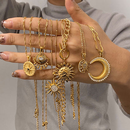 Stainless Steel Eight-Pointed Star Necklace High-End Ins Collarbone Chain Titanium Steel Necklace