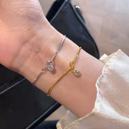 Sterling Silver S925 Real Gold Plated Snake Bone Chain Bubble Bracelet Light Luxury High-end Exquisite Niche Jewelry