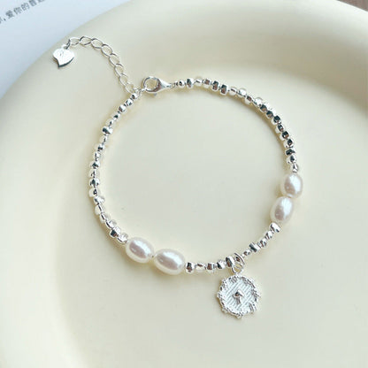 S925 Silver natural Fresh water Pearl Silver Fragment Bracelet for Women, Niche Exquisite Bracelet with High-end Feel, Heart Pendant Jewelry