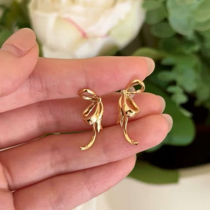 Pure Silver S925 Runaway Princess Bow High Carbon Diamond Earrings Elegant Niche High-end Ear Jewelry