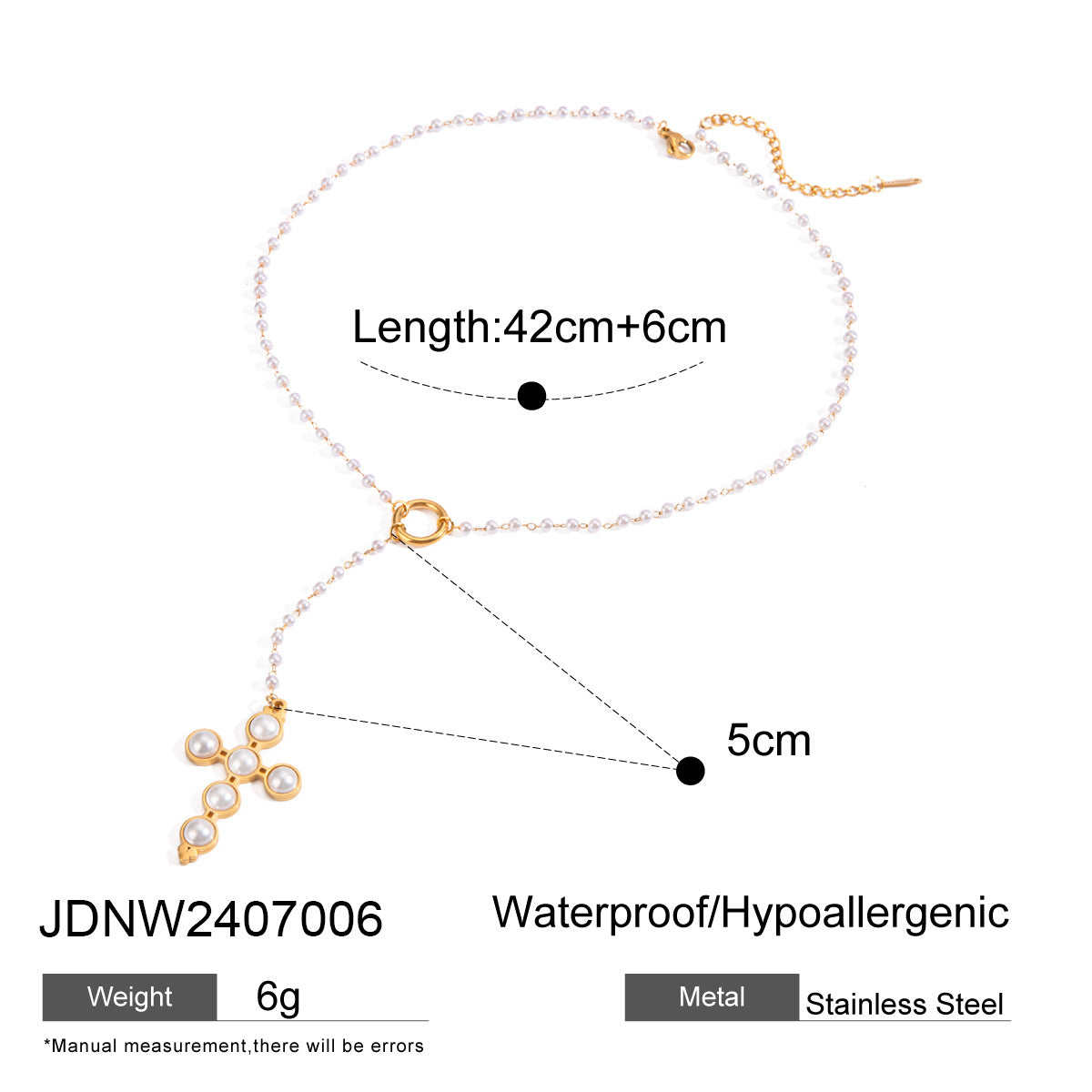 Jewelry Stainless Steel Pearl Necklace Cross Earrings High-end Ins Earrings Titanium Steel Earrings for Women