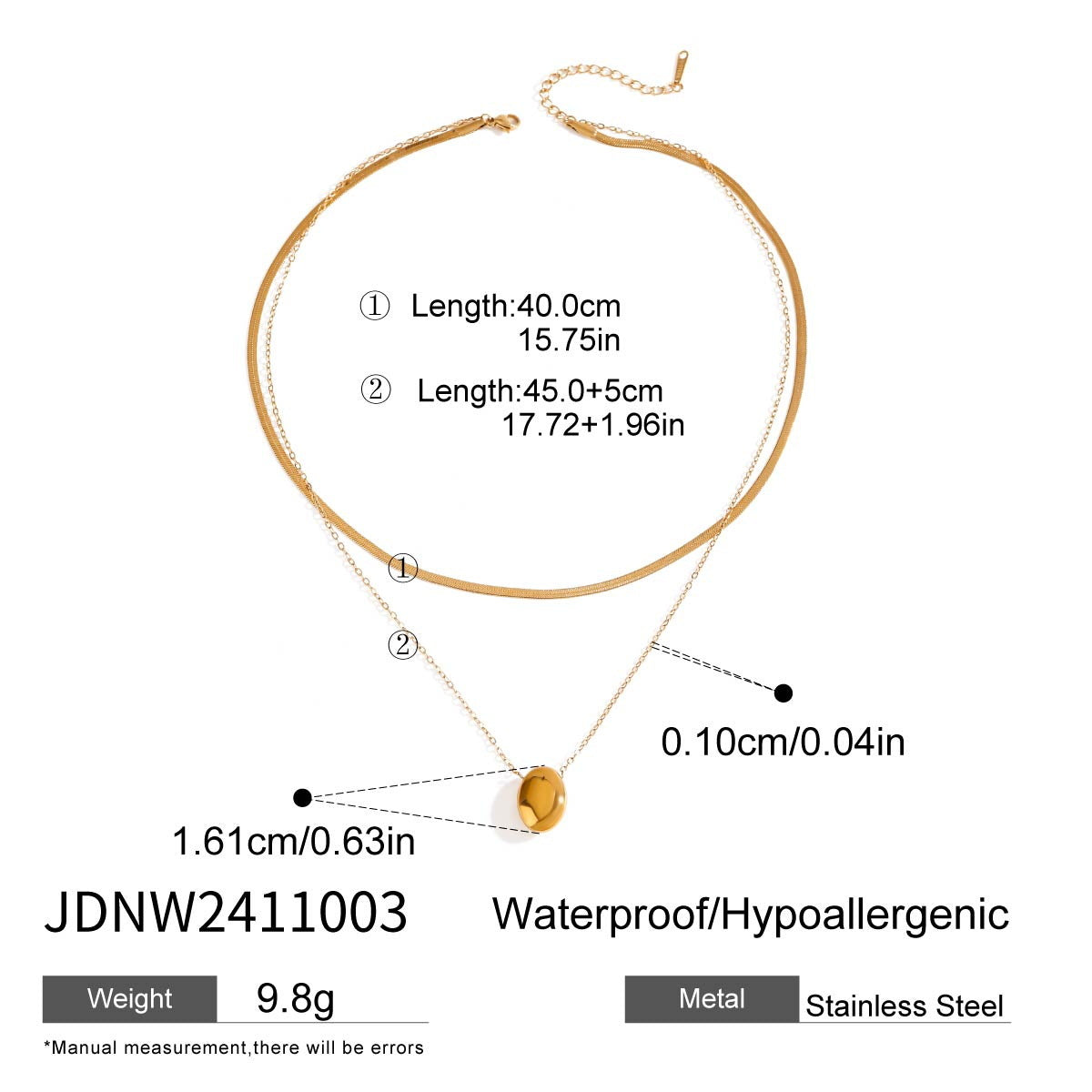 Stainless Steel Water Drop Necklace High-end Earrings Niche Open Bracelet Titanium Steel Ring Jewelry