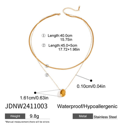 Stainless Steel Water Drop Necklace High-end Earrings Niche Open Bracelet Titanium Steel Ring Jewelry