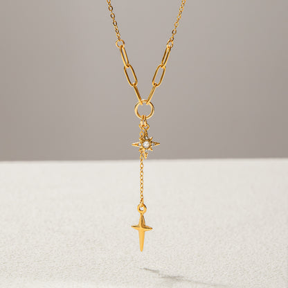 Four-Pointed Star Titanium Steel Necklace Light Luxury High-End Clavicle Chain Non-Fading Stainless Steel Jewelry for Women