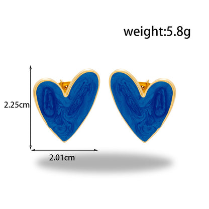 gold plated Titanium Steel Simple Versatile Stainless Steel Oil Painting Heart necklace