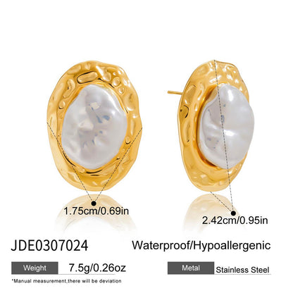 Titanium Steel Imitation Pearl Earrings Light Luxury High-end Earrings Non-fading Earrings Stainless Steel Jewelry