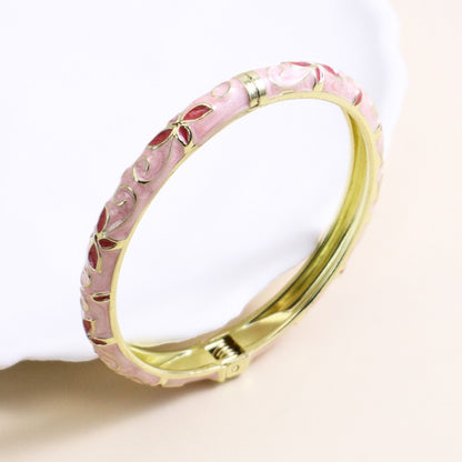 bangle New Enamel Color Inlaid Diamond Fine Open Bracelet Fashion Retro Rhinestone Fresh Jewelry
