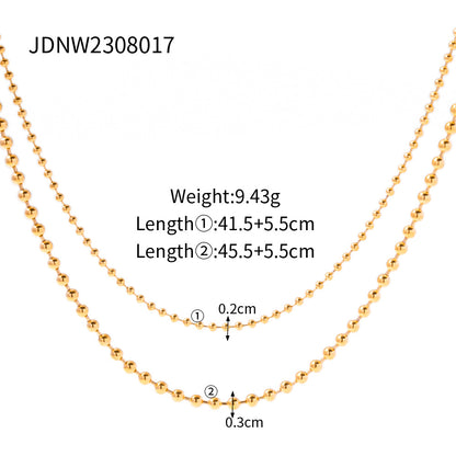 2023 New Necklace Stainless Steel Elegant 18k Gold Stainless Steel Large Round Beads Small Round Beads Double Layer Necklace Jewelry