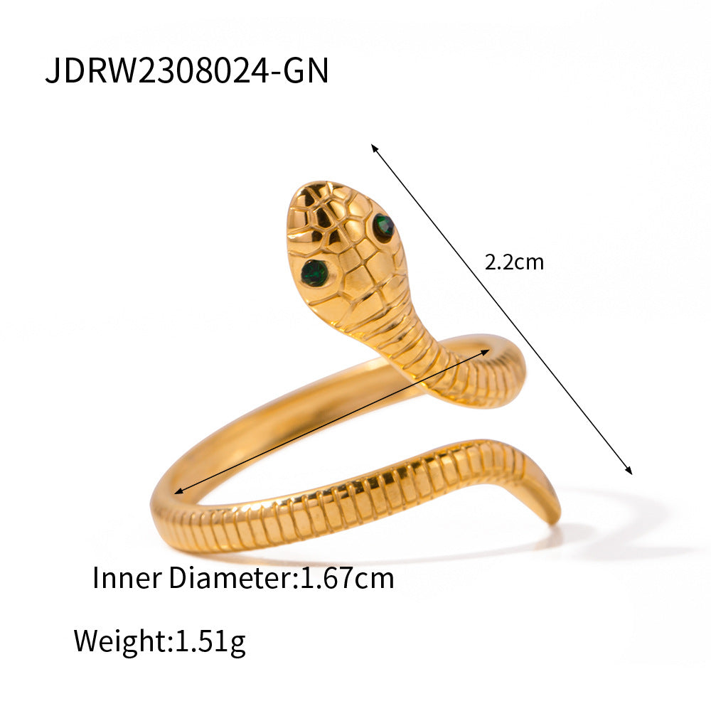 Stainless Steel Snake Ring High-End Niche Style Open Ring Titanium Steel Hand Jewelry Rings