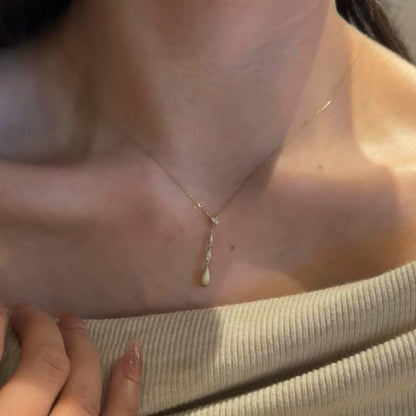 Brushed Craft Rachel Water Drop Necklace Light Luxury Niche Design Brushed Water Drop Adjustable Collarbone Chain