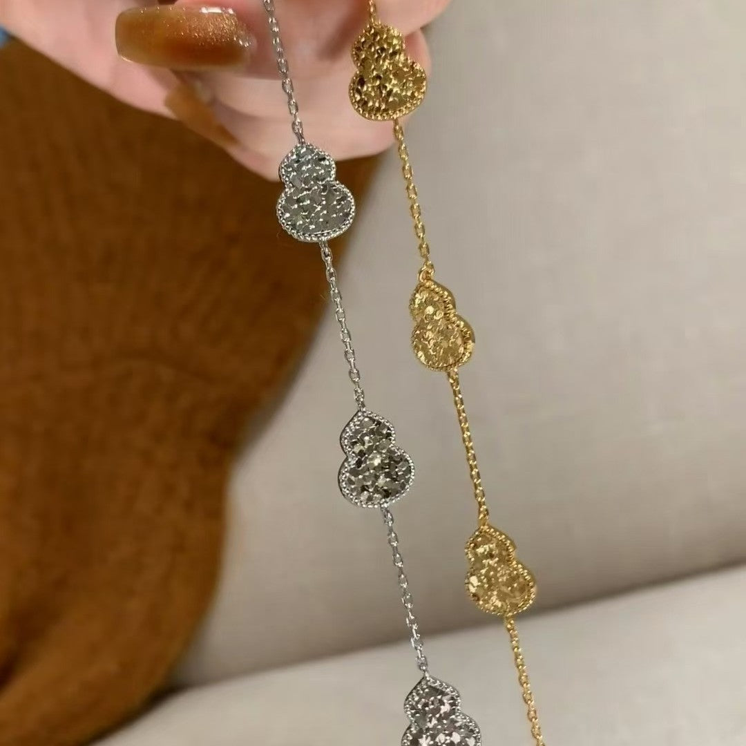 Pure Silver S925 Light Luxury CNC Craft Ice Crushed Gourd Bracelet Niche Sparkling Simple High-end Exquisite