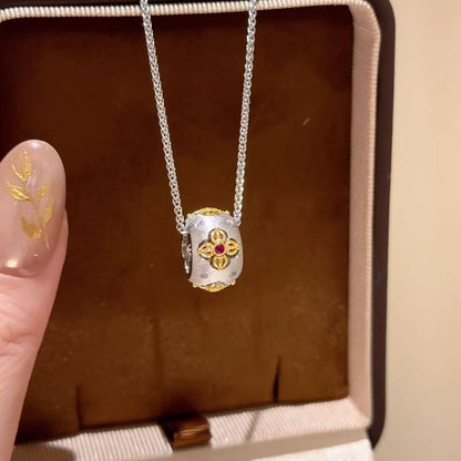 Bujia Style Brushed Craft Vajra Pendant Necklace Light Luxury Retro High-end Clavicle Chain