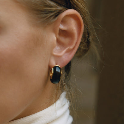 Maillard Autumn Winter Resin Earrings Niche Light Luxury Stainless Steel Studs Titanium Steel Ear Jewelry High-End Feel