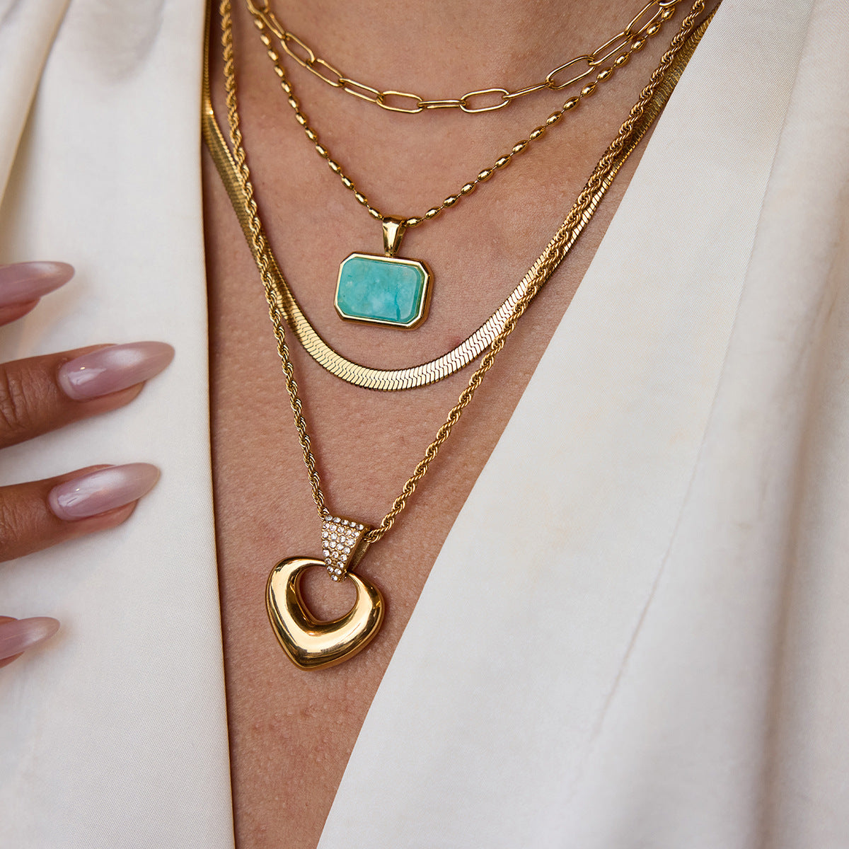 Heart Titanium Steel Necklace Accessories for Women Summer Light Luxury Niche Choker Stainless Steel Jewelry