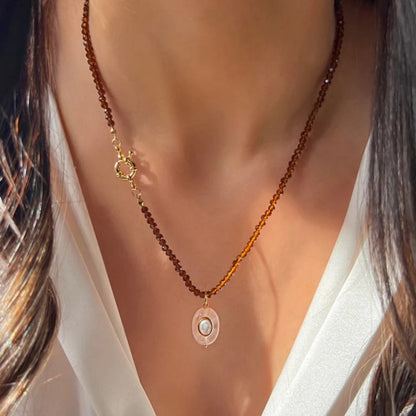 Stainless Steel Style Natural Stone Niche High-End Necklace Versatile Style Elegant Collarbone Chain