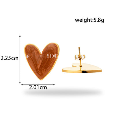 gold plated Titanium Steel Simple Versatile Stainless Steel Oil Painting Heart necklace