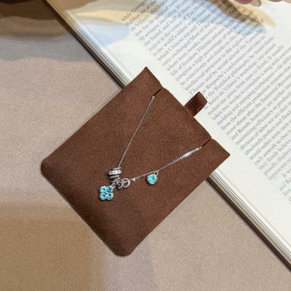 Pure Silver S925 High Carbon Diamond Paraiba Running Ring Four-Leaf Clover Necklace New Hot-Selling Niche Light Luxury High-End