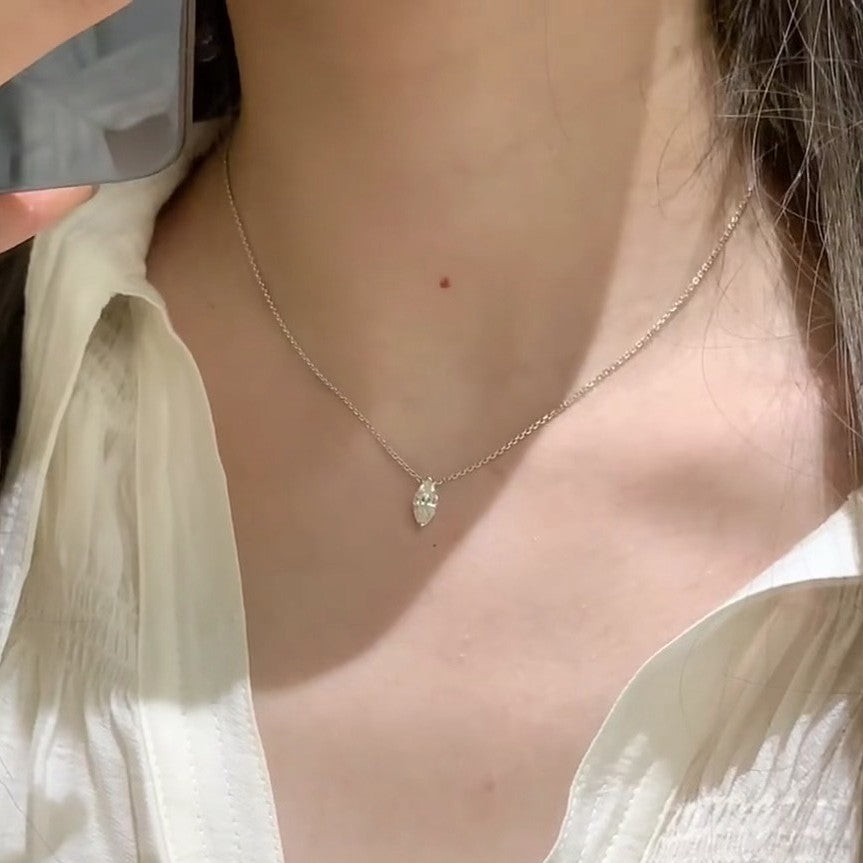 Sterling Silver s925Super Sparkling Horse Eye Necklace Light Luxury High-end Flash Zirconium Clavicle Chain