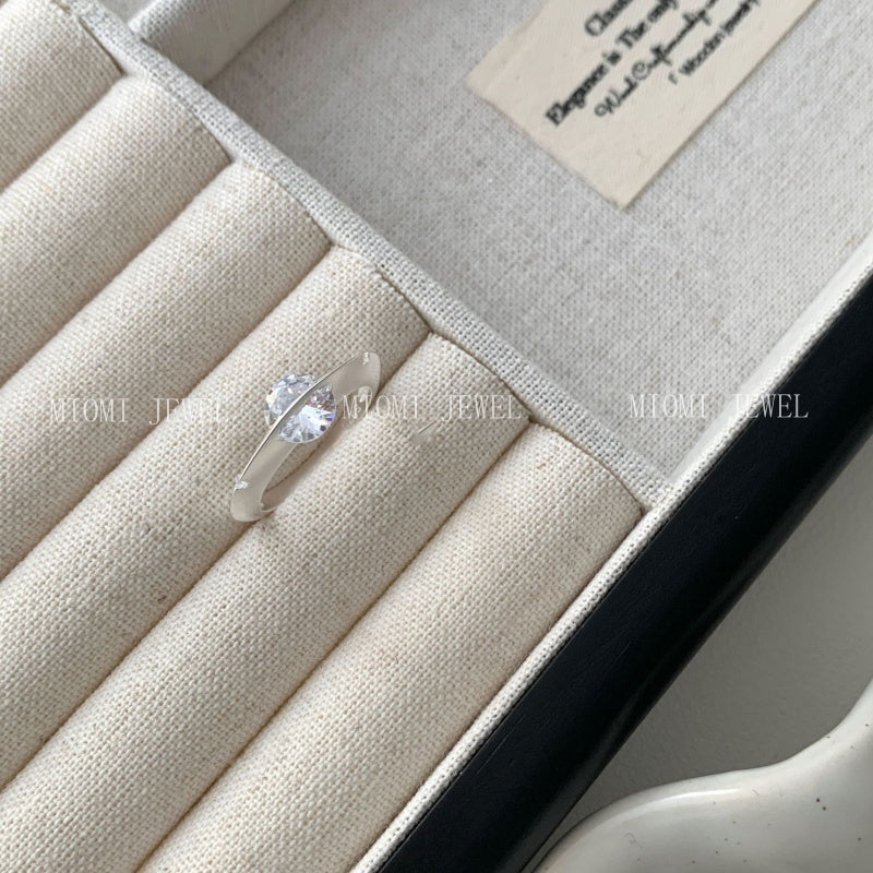 S925 Sterling Silver Starburst Zircon Rotatable Ring for Women, Niche Design with High-end Feel, Korean Style Ring