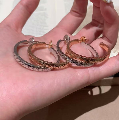 Pure Silver S925 Chanel Style Large Hoop Earrings High-end Shiny Hoop Minimalist Light Luxury Fashion Earrings