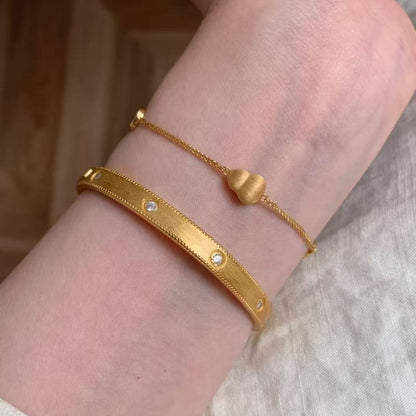 Pure Silver S925 New Chinese Style Fulu Brushed Diamond Inlaid Craft Gourd Bracelet Fashion High-end Versatile Light Luxury Niche