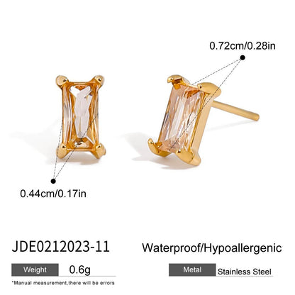 Titanium Steel Zircon Earrings Light Luxury High-end Ear Clips Non-fading Stud Earrings Stainless Steel Jewelry for Women