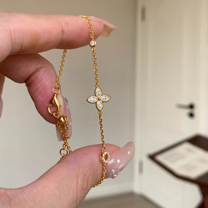 Pure Silver S925 High Carbon Diamond Marquise Four-Leaf Clover Bracelet Light Luxury High-End Exquisite Niche Design Jewelry Versatile