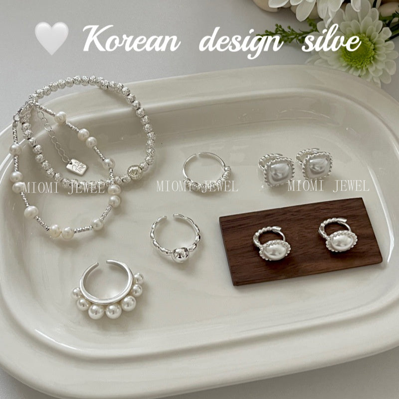 High-End Style Niche Silver Jewelry S925 Sterling Silver Personalized Pearl Jewelry Versatile Combination Set