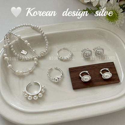 High-End Style Niche Silver Jewelry S925 Sterling Silver Personalized Pearl Jewelry Versatile Combination Set