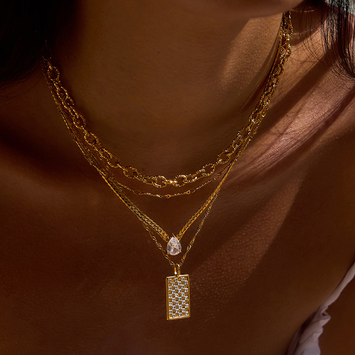 Rhinestone Titanium Steel Necklace Light Luxury High-end Jewelry Non-fading Stainless Steel Accessories for Women Hot Item