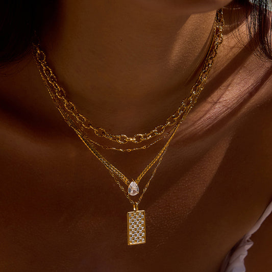 Rhinestone Titanium Steel Necklace Light Luxury High-end Jewelry Non-fading Stainless Steel Accessories for Women Hot Item