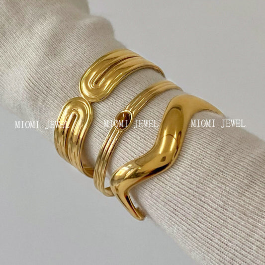Jewelry Stainless Steel Plain Circle Bracelet High-End Ins Open Bracelet 18k Gold Titanium Steel Hand Accessory