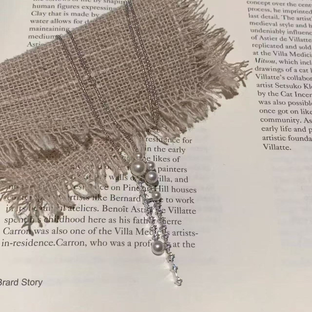 Pure Silver S925 Shijia Pearl Tassel Necklace Light Luxury High-end Elegant Versatile Simple Fashion Niche