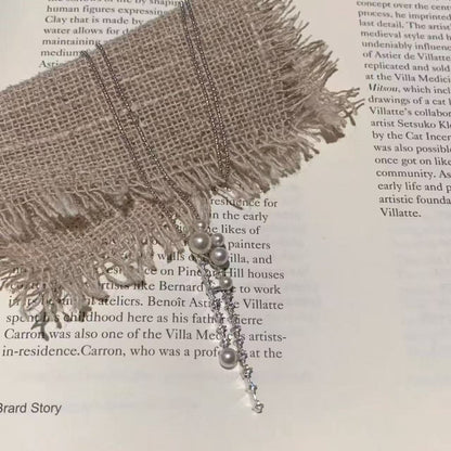 Pure Silver S925 Shijia Pearl Tassel Necklace Light Luxury High-end Elegant Versatile Simple Fashion Niche