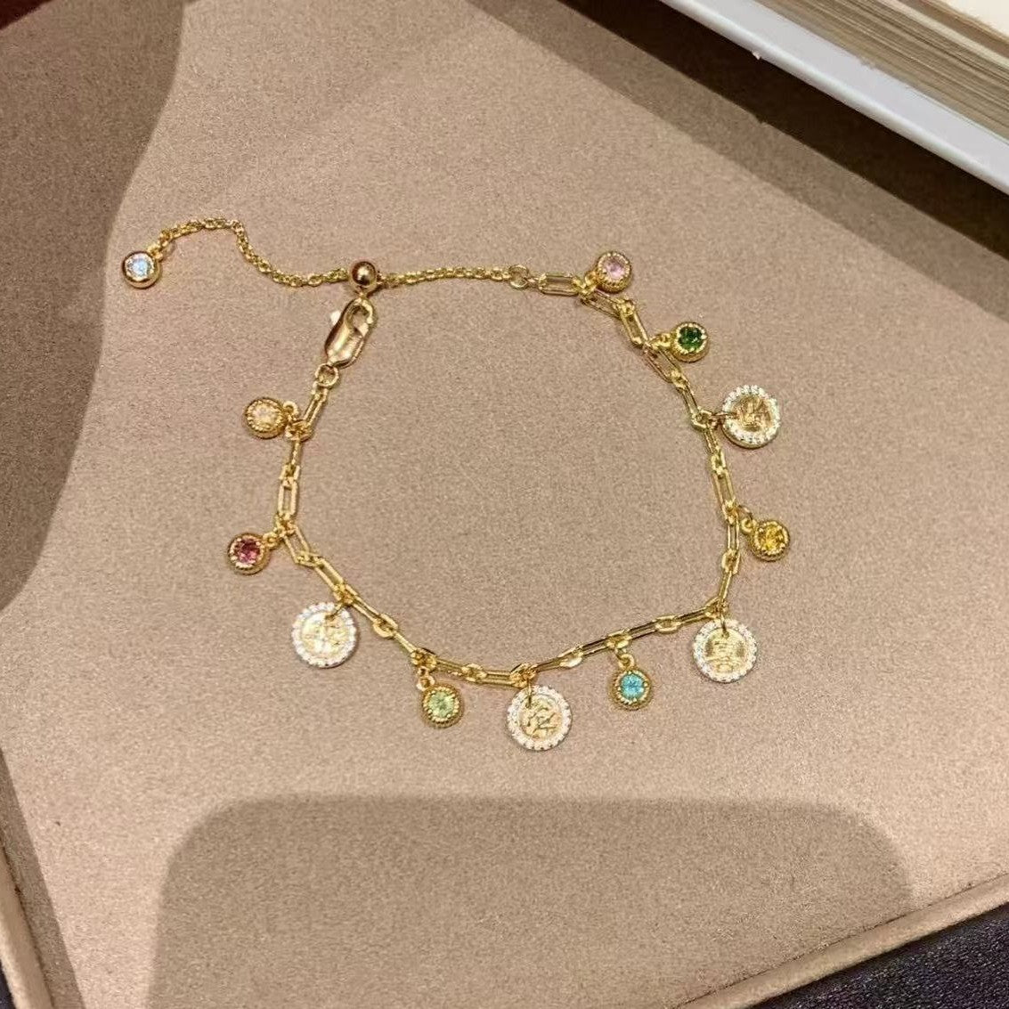 Peaceful Joy Colorful Treasure Dopamine Bracelet Necklace Set Niche Design Simple Petite Versatile Collarbone