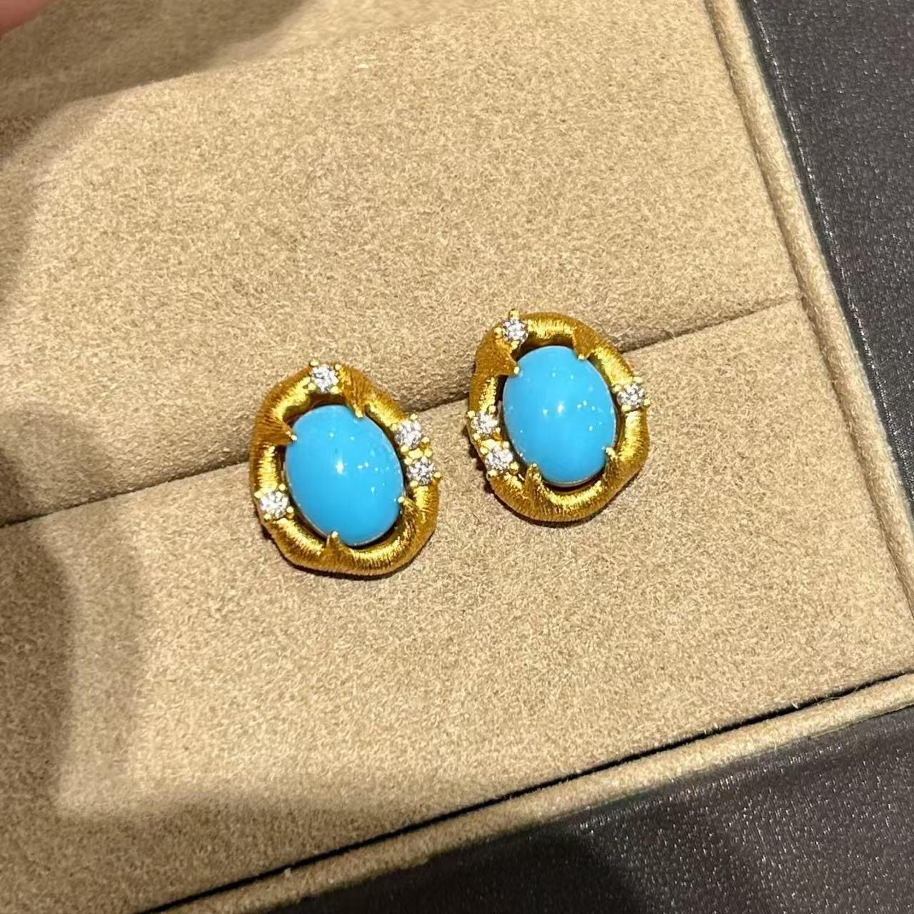 Pure Silver S925 Vintage Brushed Craft Blue Pine Stud Earrings Exquisite Versatile Fashionable Elegant Earrings Light Luxury High-end Feel